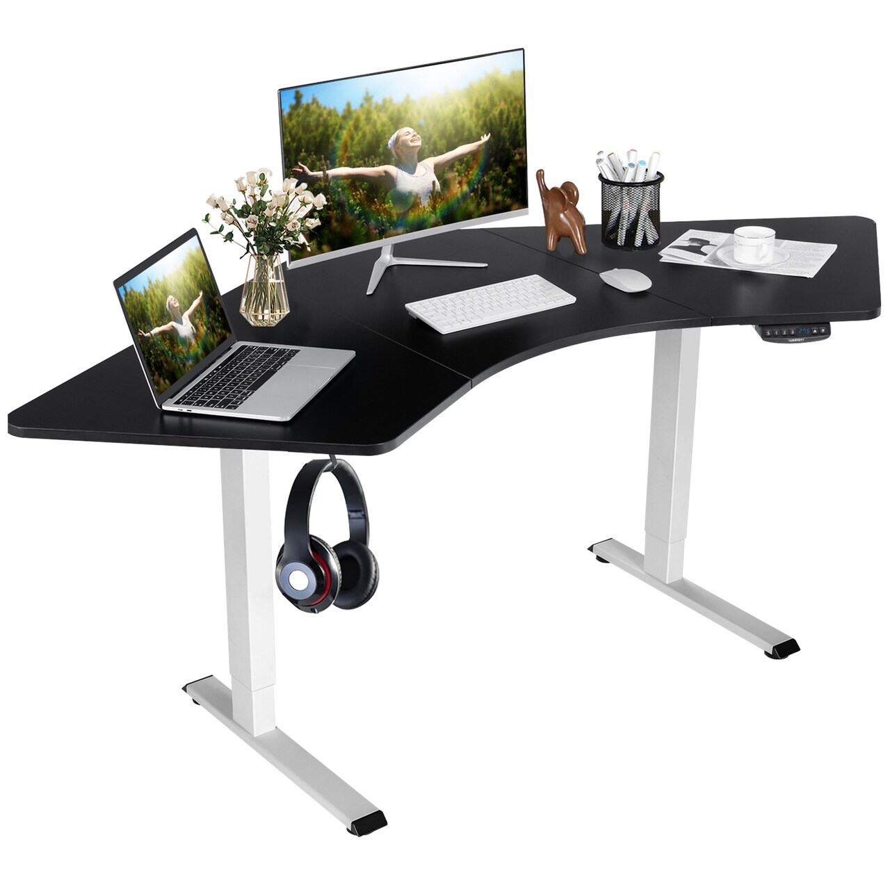Costway Dual motor L Shaped Standing Desk Ergonomic Sit Stand